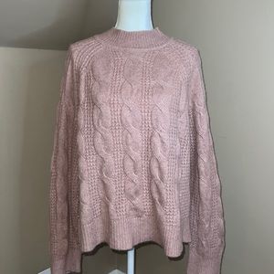 J. Crew Pink Cable Knit Sweater Size XL